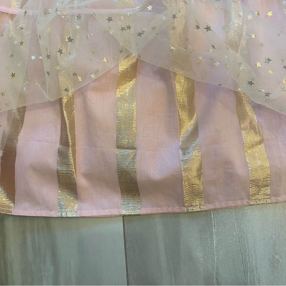 NWT Bisby Madaket Light Pink and Gold Metallic Stripes and Stars Dress, girls 12 - Picture 10 of 13